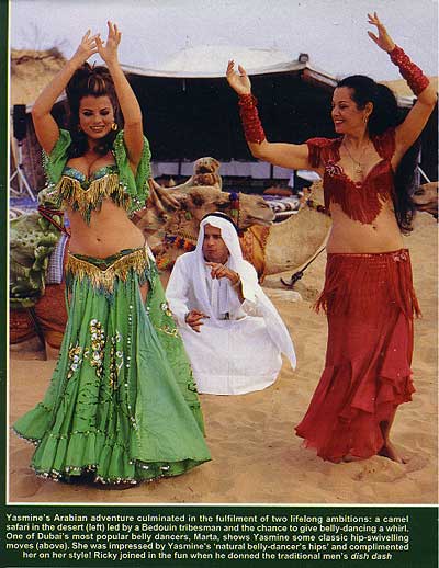 marta and yasmine bleeth dancing in the Dubai desert